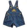 2023 Summer Children Denim Set Brodery Baby Romper Sister Brother Match Clothes Girls Dresses Korean Style 240325