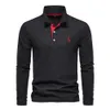 Sonbahar Polo T Shirt Erkekler için Nakış Düz Renk Uzun Kollu Golf Gömlek Homme Bahar Sosyal İş Polos Erkek 240319