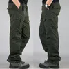 Vinter tjock fleece casual byxor Men Cott Military Tactical Baggy Cargo Pants Double Layer Plus Veet Warm Thermal Trousers O2A6#