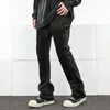 liluo Kundenspezifische hochwertige schwarze graue Laser-Männerhosen Flare gestapelte Jeans Punk-Stil gestapelte Patchwork-Jeanshosen K6Ok #