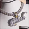 Ожерелья с подвесками на заказ, первоначальное имя, индивидуальный подвеска Fl Iced Out, S925, муассанит, бриллиантовая цепочка с буквами для мужчин и женщин, Drop Deliver Otvls