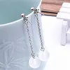 Boucles d'oreilles rétro boule de gommage, mignonnes boucles d'oreilles en verre Transparent pour femmes, chaîne pompon, bijoux cadeaux de mariage, 2024