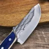 Knives Chef Knife Ręcznie Mięso Cleaver High Carbon Steel Kitchen Komera z skórzaną nożem krojenia BBQ