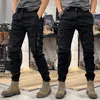 Pantalon cargo tactique militaire Hommes Armée Pantalon décontracté Zipper Multi-poches Cott Joggers Fi Kaki Noir Plus Taille Élastique H80b #