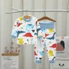 Autumn Baby Ubrania Sprężona odzież snu Zestawy piżamy chłopcy Zwierzęta Pękama Pijamas bawełna nocna odzież dziecięca odzież 240325