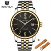 Benyar Fashion Top Luxury Brand кожаные часы автоматические мужские наручные часы Мужские механические стальные часы Relogio masculino260n