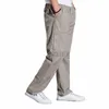 inverno primavera verão calças de carga dos homens tamanho grande estilo safari calças de bolso 7XL 8XL porta calças retas com zíper solto mferlier a6YJ #