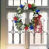 Dekorativa blommor Alla hjärtans dag krans med ljus amerikansk 4 juli oberoende simulering Garland dörrdekoration steg