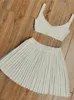 Tossy Summer Sleeveless Tank Top och mini veckade kjol Set Beach Outfits Knit Set Women 2 Piece Sexy Party Dress Suit 240323