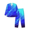 Deux Te Vêtements de nuit Printemps Bleu et Vert Esthétique Pyjamas surdimensionnés Ensemble Homme Lg Manches Doux Chambre Design Accueil Costume q9RF #