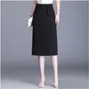 Skirts Women Elegant Chic Slim Casual Black Mid-Long Bodycon Skirt 2022 Summer High Waisted Slit Work Pencil 2107 Drop Delivery Appare Otzbr