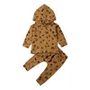 Kleidungssets Leoparden-Babykleidung für Mädchen, langärmelig, Pullover, Kapuzenoberteile, Leggings, Hosen, Outfits, Trainingsanzug