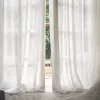 Cortinas Norne Sólido Branco Tule Janela Sheer Cortina para Sala de estar Quarto Voile Listrado Vertical Com Jacquard Hem Drape Custom Made