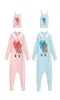 New 2021 Fashion High Quality Newborn Baby Girl Clothes Cotton Print Cute Cartoon Bear New Born Baby Boy Romper and Hat Bibs Set9118357