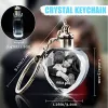 Frame 3D Laser Engraved Photo Crystal Keychain Personalized Heart Glass Hanging Pandent with LED Light Memorial Gifts