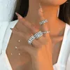 Cluster Rings 2024 Trendy Entry Lux Elegant Rhinestone Ring Set For Women Silver Plated Layered Tennis Jewelry Of QD-14