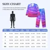 Blauw Roze Paars Vloeibare Nachtkleding Herfst Abstracte Kunst Casual Oversized Pyjama Set Man Lg Mouwen Nachtpatroon Thuis Pak a6sT #