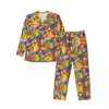 FR Power Pyjama Ensembles Automne Rainbow Imprimer Belle Sommeil Nuit Couple 2 Pièces Casual Surdimensionné Costume À La Maison Cadeau D'anniversaire G92A #