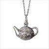 Chains Vintage Unisex Creative Teapot Necklace Silver Color Long Sweater Chain Party Jewelry Accessories Gift