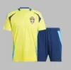 2024 Sverige Larsson Mens Soccer Jerseys National Team Dahlin Brolin Ingesson Home Yellow Away Blue Adult Football Shirts Uniforms Kids Kit