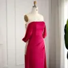 Elegant Off Said Schouder Zeemeermin Sharon Fuchsia Avondjurken Voor Vrouwen Bruiloft Overrok Kralen Formele Toga Ss332 mal