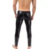 sexy Mens PU Leather Legging Wet Look Skinny Pouch Pants Trousers Black Shinny Pencil Pants Nightclub Party Tight Exotic Costume p6OY#