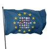 Accessoires Drapeau de l'Union européenne Drapeaux de l'UE aux couleurs vives Polyester avec œillets en laiton Drapeaux de décoration intérieure et extérieure de fête pour femmes hommes