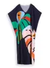 2024 Boho Impresso Kaftan Roupas de Verão Mulheres Plus Size V-Neck Batwing Manga Beachwear Cover-ups Maxi Vestido Robe Sarong Q1476 240315