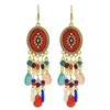 Dangle Earrings Ethnic Gypsy Boho Long Tassel女性のためにぶら下がっていますアクリルビーズチャームイヤリング部族フェスティバルパーティージュエリーギフト