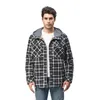 Men Winter Plaid Shirts Coats Hooded Fleece Jackets Harajuku Lg Sleeonve LoosCae sual Shirts Jackets European Style Size S-2XL 240315