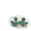 Gu Jia Shuang G – boucles d'oreilles en diamant d'eau bleu Turquoise, à la mode, polyvalentes, en laiton, à aiguille en argent