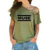 여성용 탱크 Camis Muse 티셔츠 여성 뮤즈 티셔츠 여름 짧은 슬리브 면화 면적 골격 크로스 오버 티셔츠 탑 록 밴드 티셔츠 캐주얼 24326