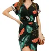 Sommer neuer hawaiianischer lang bedruckter Spitze Kurzarm Große Frauen Kleid 790818