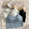 Camisoles & Tanks Sleeveless Off Summer Ice Tops Strap Shoulder Top In Underwear Silk Women Sexy Bra Spaghetti Camisole Sports Crop Built