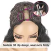 V-deel Pruik Body Wave Synthetische Pruiken voor Vrouwen 24 inch Zwart haar V-deel Pruiken Lijmloze Volledige Hoofd Clip in Half Pruiken Geen weglaten