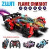 Carro elétrico / RC ZWN F1 F2 RC Drift Car com música Luzes LED 2.4G Luva Gesto Rádio Controle Remoto Spray Stunt Carros 4WD Brinquedos Elétricos para Crianças T240325