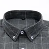 Camisas casuais masculinas xadrez escovado manga longa sem bolso camisa confortável moda padrão ajuste botão para baixo verificado