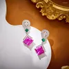 Boucles d'oreilles EYER de luxe pour femmes, bijoux colorés en zircone cubique, goutte d'eau, accessoires pour robe de soirée de mariage, 2024