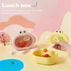 Dink Cartoon Frog Bento Bento Box con 2 scomparti contenitore BPA Microonde gratuito per asilo nido per la scuola materna