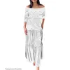Casual Dresses Custom White Polynesian Traditional Samoa Puletasi Set Ethnic Style Long Maxi Two Piece Skirt SetsCasual