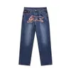 Qualité supérieure Style européen 100% Cott Pantalons en denim pour hommes Harajuku Dog Graphic Imprimé Hip Pop Baggy Jeans i7hE #