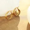 Hoop Huggie New Trend Geometric Twisted Ring Earrings Fashion Gold Round Earrings Womens Punk Hip Hop Jewelry Gifts 240326