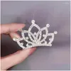 Hårklämmor Barrettes Shiny Crystal Rhinestone Crowns Hoop Alloy Comb Kid Girls Bridal pannband Prom Party Accessiories Drop Delivery Otj9e