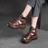 Hip Sumtal Sandal kobiety puste oddychające sandały grube podeszwa damskie buty wysokie top buty rzymskie 240228