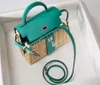 luxury purse 20cm cute mini handbag designer bags swift Leather with rattan fully handmade quality blue green pink cream colors fast delivery