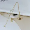 Earrings Necklace Cute Casual Style Zircon Glaze Color Gold Plated Funny Little Bee Stainless Steel Earrings Necklace Set L240323