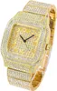 Techno Pave Mens 45 mm Square Ice Diamond Watch - Full Ice Case Roman Dial - Sparling Regulowany pasek - Ruch kwarcowy