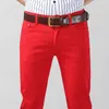 3 colori primavera fi stile classico uomo slim giallo rosso rosa jeans busin casual cott pantaloni in denim elasticizzato pantaloni maschili V1yY #