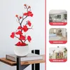 Decorative Flowers Artificial Potted Plant Living Room Decor Fake Plants Ornament Red Faux Plum Arrangement