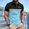Herren Polos Sommer Casual Kurzarm Poloshirt Bambus Print Lose Business T-Shirt Gestreift Kontrastfarbe Top Neuheit